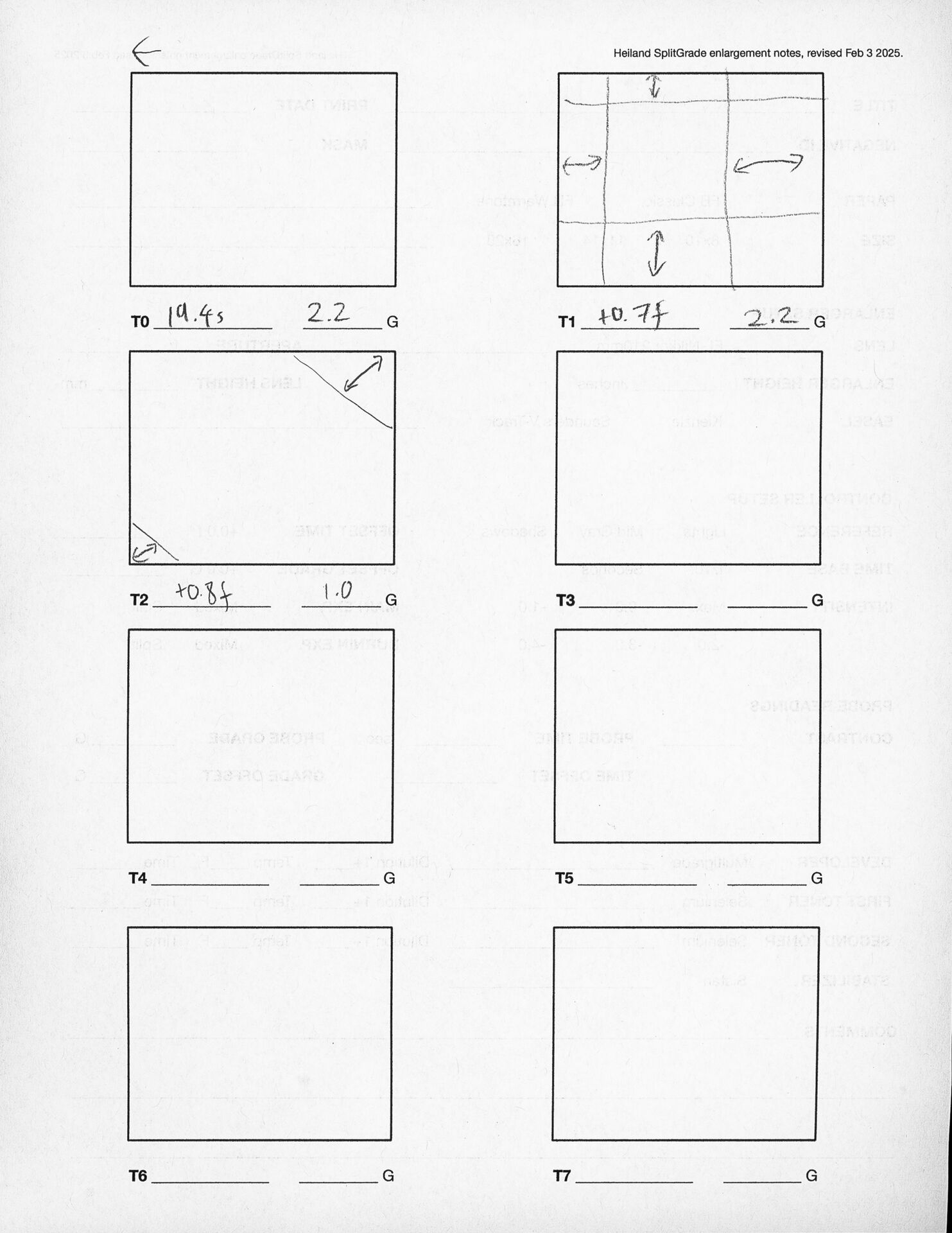 Printing notes (rear)