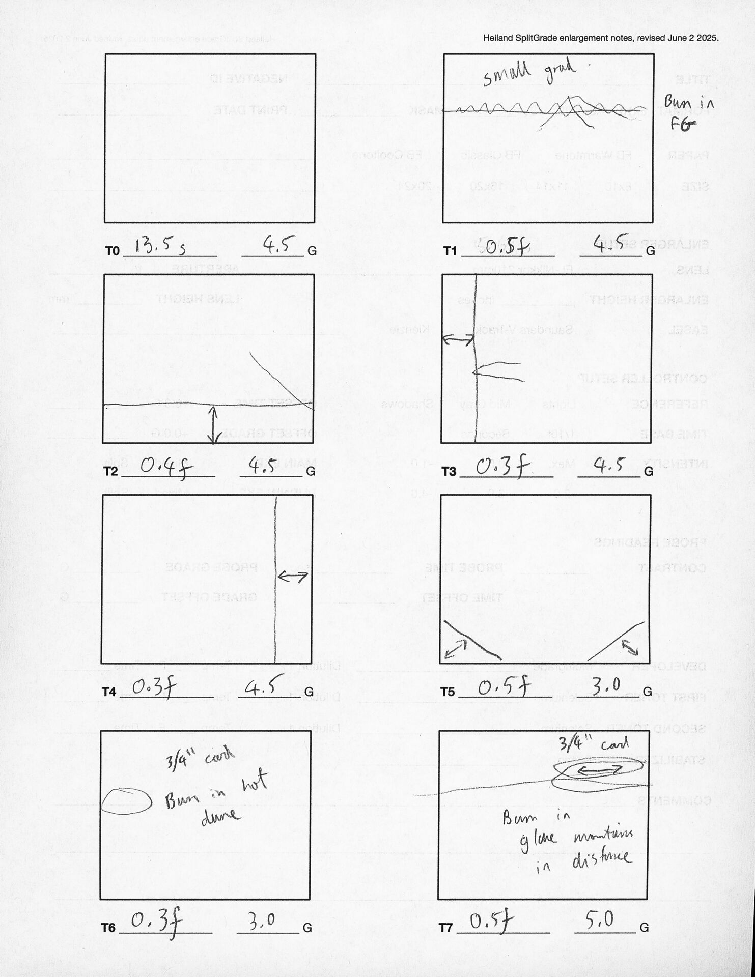 Printing notes (rear)